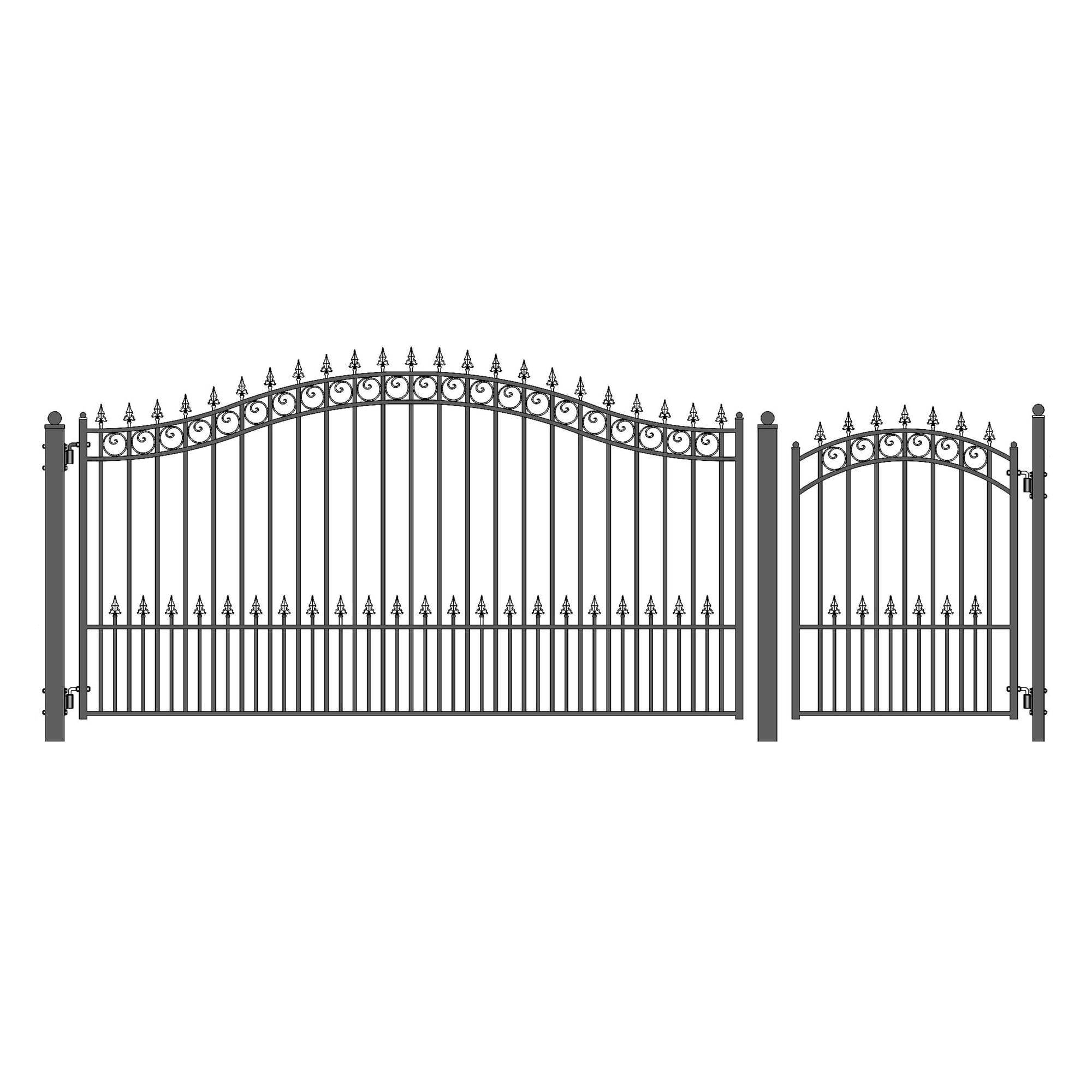 ALEKO Prague Style Garden Steel Single Driveway Gate 14 ft with Pedestrian Gate