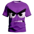 thumbnail image 3 of Mens T Shirts Round Neck Short Sleeve Tee Playful 3D Expression Print Top Casual Shirts for Men Purple XXL, 3 of 3