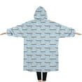 thumbnail image 2 of Oversized Wearable Blanket Hoodie,Light Blue Unicorn Rainbow Pattern Sherpa Blanket Hoodie with Super Pockets,Super Warm Fuzzy Pullover for Women & Men, 2 of 6