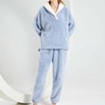 thumbnail image 5 of Giftesty Womens Winter Clothes Women's Sleepwear Solid Long Sleeve Pajamas Two Piece Set Home, 5 of 6