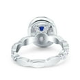 thumbnail image 3 of Halo Oval Art Deco Ring Blue Sapphire CZ 925 Sterling Silver Size 8, 3 of 6