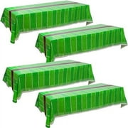 Plastic Football Field 4 Pack Tablecloth, 55x106 inches, Multi Color, Water Washable, Reusable, Sport Theme Party Decoration