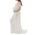 thumbnail image 3 of Douhoow Maternity Dresses for Women Short Sleeve Mesh Sheer High Split Long Pregnancy Dress, 3 of 8