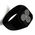 thumbnail image 4 of Tioneer Stainless Steel Celtic Triskele Triskelion Triple Spiral Engraved Adult Square Flat Male Top Biker Style Polished Signet Ring, 4 of 5