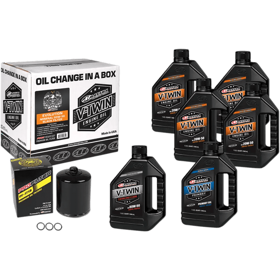 MAXIMA RACING OIL Evolution Mineral 20W-50 Oil Change Kit - Black Filter 90-069016PB