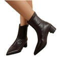 thumbnail image 4 of Wowcloth Women's Fashion Ankle Boots – Rear Zipper Pointed-Toe with Chunky Heel & Mid-Calf Design for Casual Everyday Wear, 4 of 9