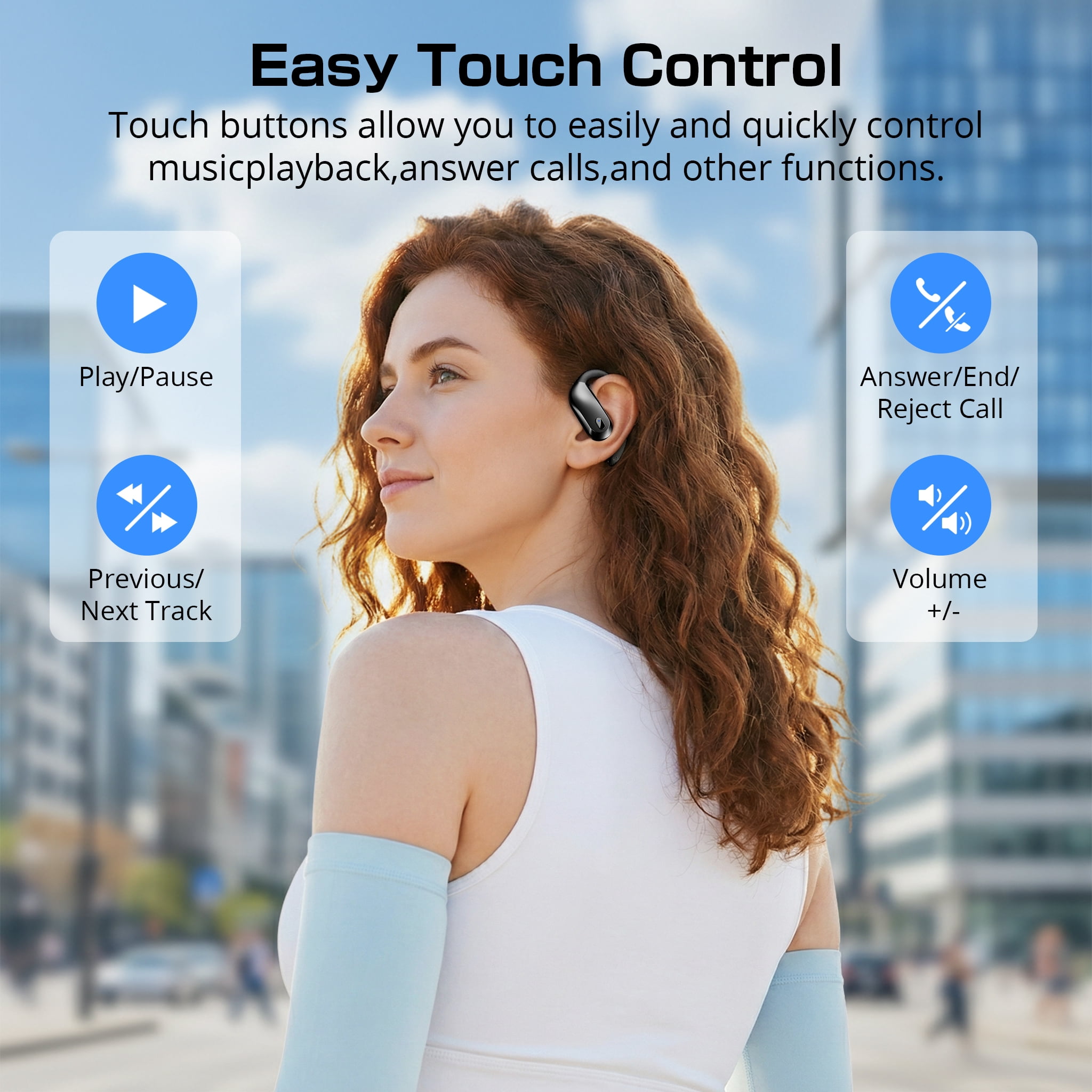 Wireless Earbuds Bluetooth 5.4 Headphones Sport, IPX7 Waterproof Earphones with Earhooks, 80H Playtime, Fast Charging Case, Noise Cancelling Mic, Lightweight Bluetooth Earbuds for Running Gym