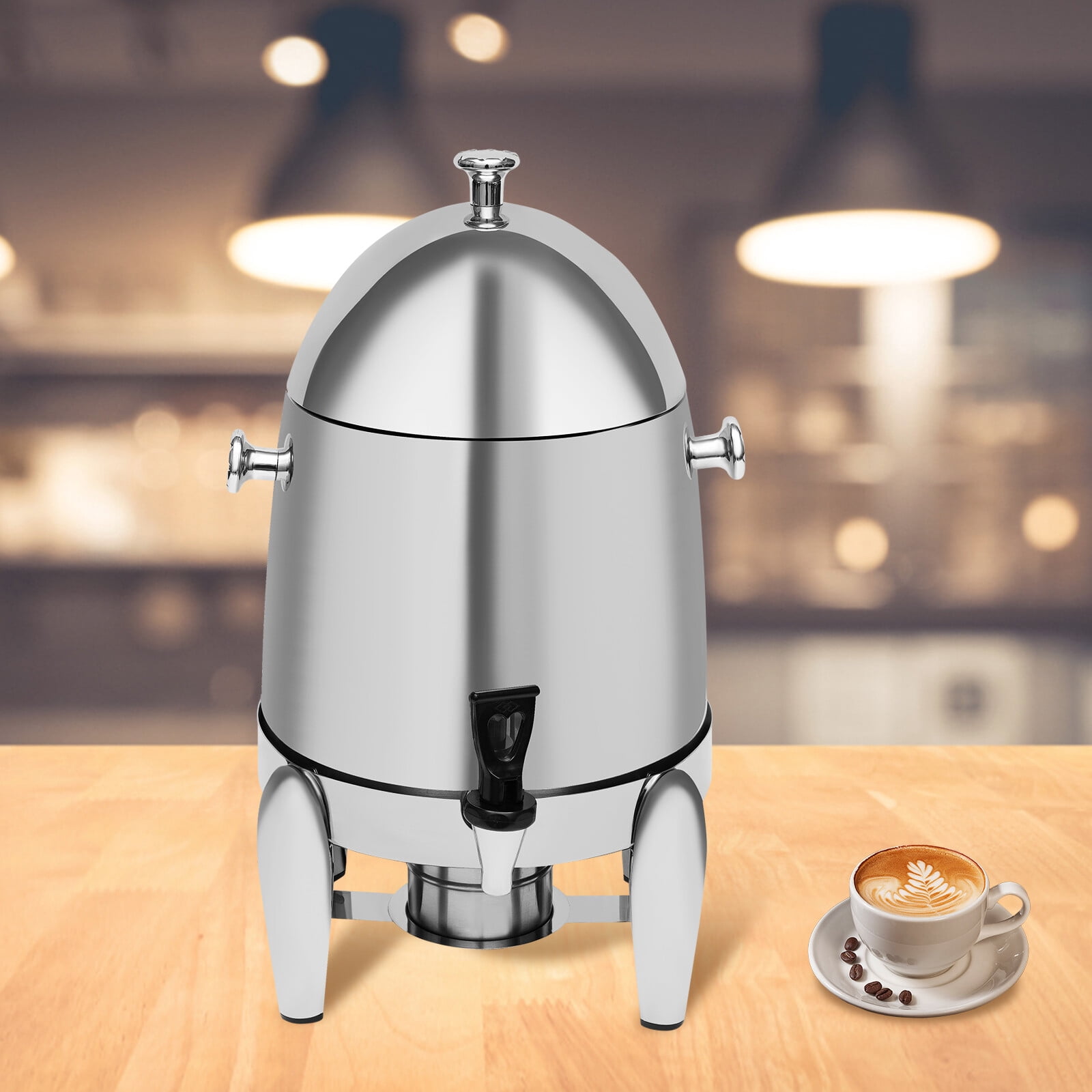 12L Hot Beverage Dispenser, Commercial Stainless Steel Hot Water Dispenser, Electric Heating & Alcohol Burner Ready, Easy Carry Handle, for Buffet Wedding