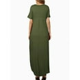 thumbnail image 2 of Women's Dresses V Neck Casual Short Sleeve Loose Pocket Slits Long Dress, 2 of 6