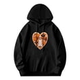 thumbnail image 3 of Men's Long Sleeve Hoodie Pullover - Black with Heart Skeleton Design Halloween Pumpkins Bats & Spiders Front Pocket, 3 of 7