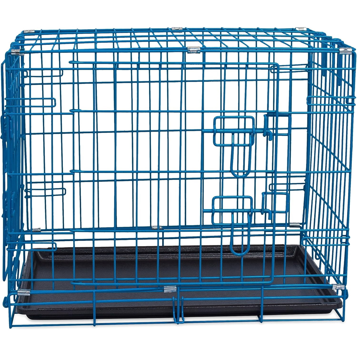 Dog Kennel | Medium (36 Inches) | Double Door Metal Steel Crates | Indoor Outdoor Pet Home | Folding and Collapsible Cage | Blue