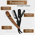 thumbnail image 6 of Male straight blade Razor - Professional barber straight blade razor set, 100 blades, wooden stainless steel razor, 6 of 10