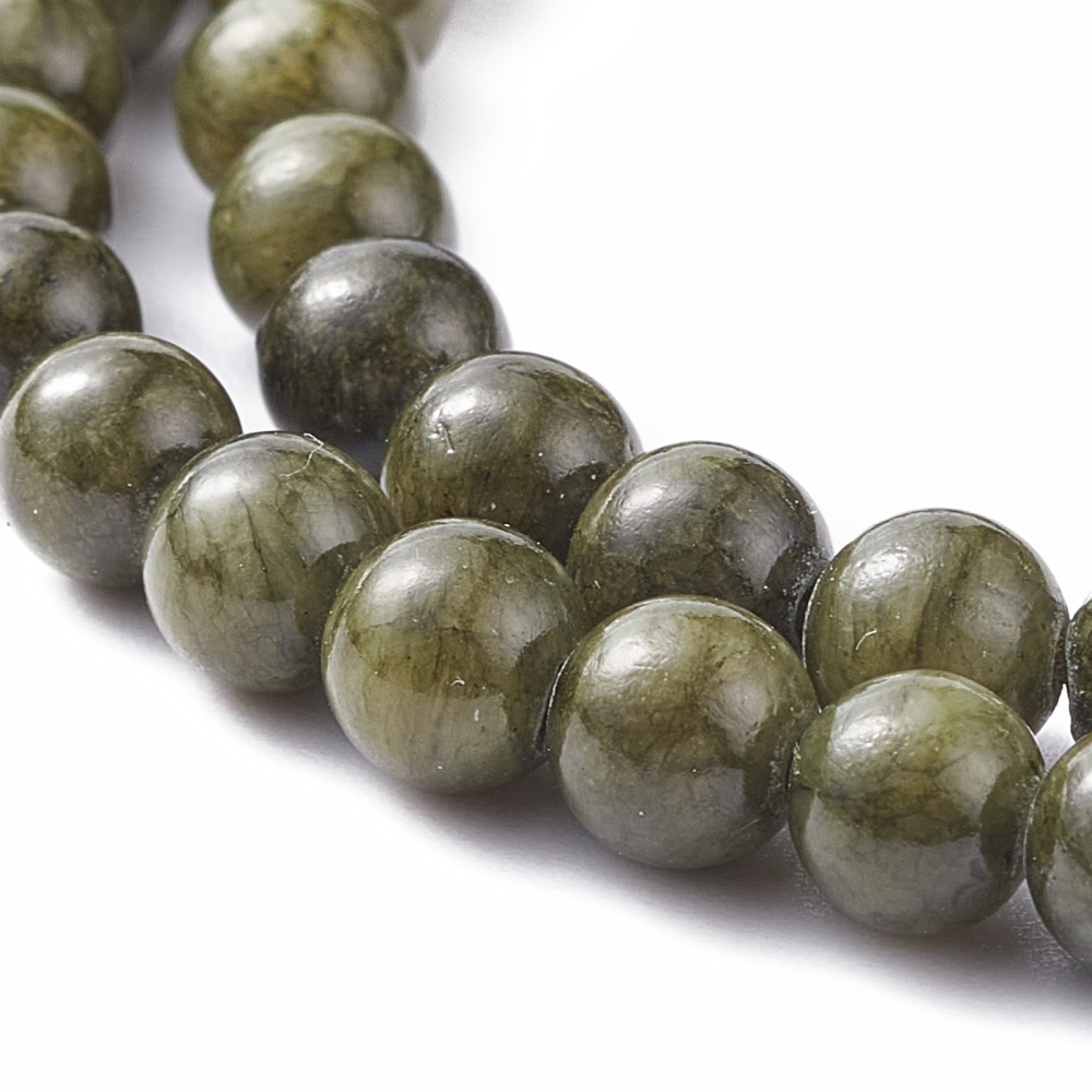 Natural Green Jade Dyed Round Beads Strands Dark Olive Green 6mm Hole: 0.7mm 64pcs/strand 15.5 inch diy