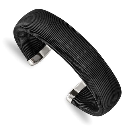 Auriga Fine Jewelry Stainless Steel Polished Black IP-plated Wire 18mm Cuff Bangle