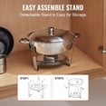 thumbnail image 4 of VEVOR Chafing Dish Buffet Set, 6 Qt 4 Pack, Stainless Steel Chafer with Full Size Pan, Round Catering Warmer Server with Lid Water Pan Stand Fuel Holder Cover Holder Spoon, for at Least 6 People Each, 4 of 9
