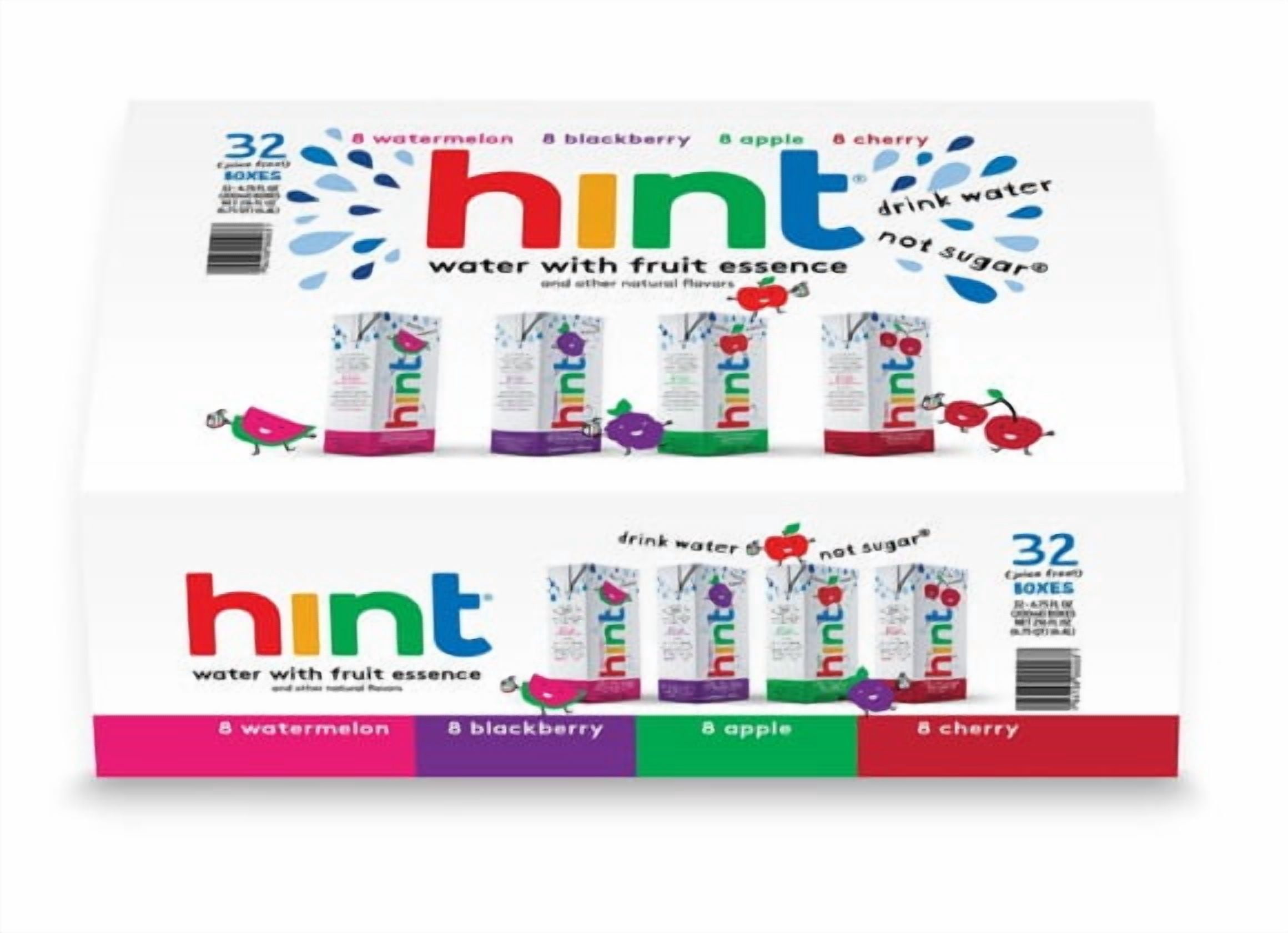 Hint Kids Water Variety, (Pack of 32) 6.75 Fl Oz, 8 Boxes Each of: Watermelon, Cherry, Blackberry, Apple, Zero Sugar, Zero Calories, Zero Sweeteners, Zero Preservatives, Zero Artificial Flavors