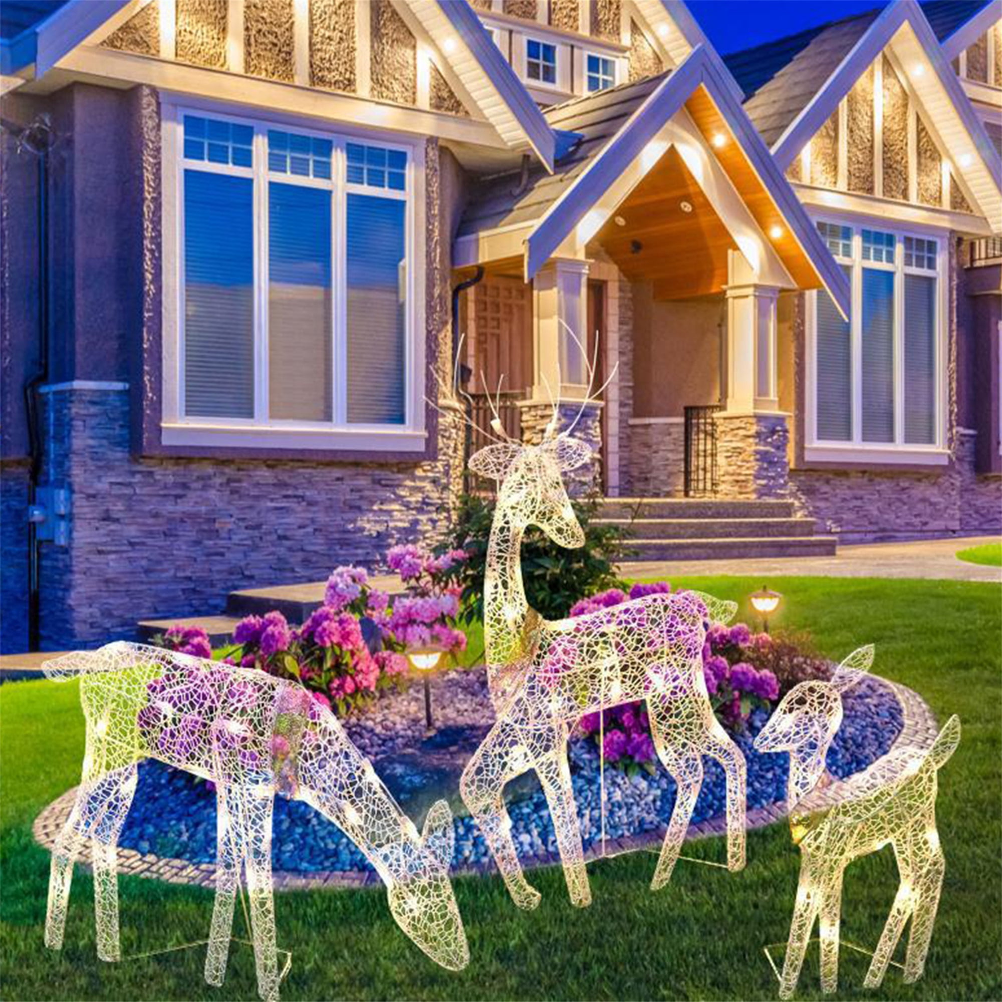Christmas Lighted Reindeer Decoration, 3Piece Xmas Deer Family Set