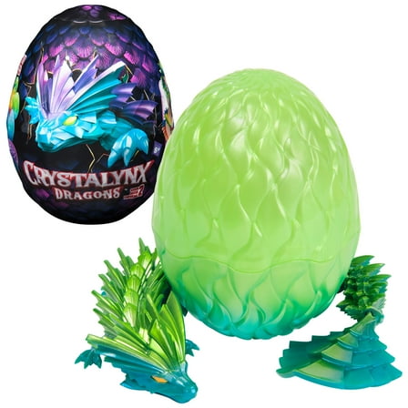 CrystaLynx Dragons, 12.5-inch Articulated Dragon Figure & Display Egg (Styles Vary)