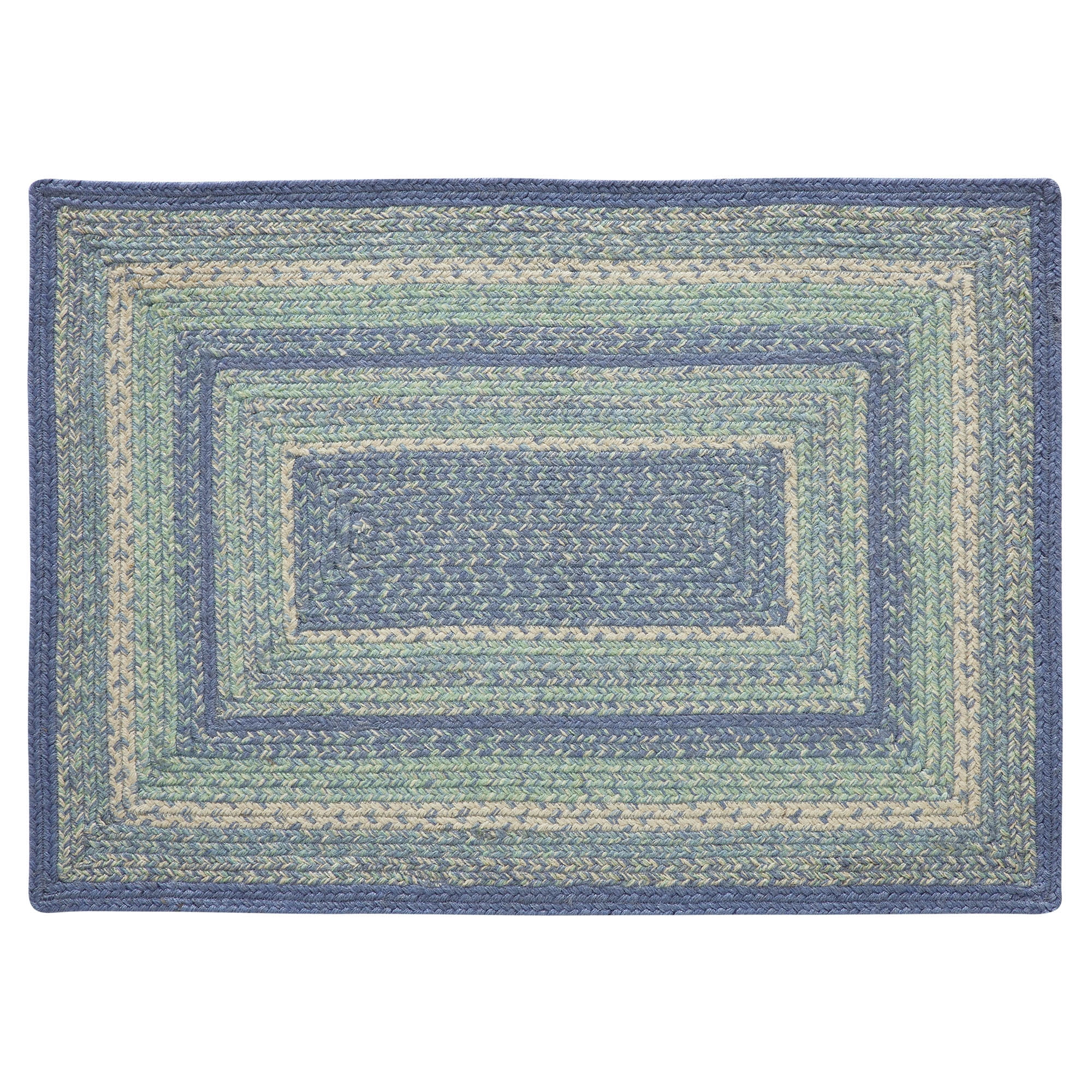 VHC Brands Jolie Farmhouse 24"x36" Accent Rug Blue Textured Jute Striped Pad Rectangle Floor Decor