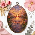 thumbnail image 6 of Oval Framed Wall Art Pair Sunset Lake Mirror Reflection Tropical Flowers Dramatic Sky Canvas Wall Art Oval Vintage Wall Decor Prints Hanging Decor for Home Bedroom Living Room Office 8"x11.4", 6 of 7