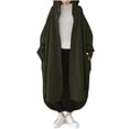 thumbnail image 5 of IROINNID Women's Overcoat Long Sleeve Solid Color Hoodie Outwear, Comfy Buttons Sweatshirts Long Coat with Pockets, 5 of 8
