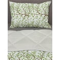 thumbnail image 3 of Nature Comforter & Sham Bedding Set, Simplistic Tree Illustration Leaves on Branch Pattern Plain Background, 3 pcs Duvet Set Microfiber Filling Quilt, 5 Sizes, Lime Green and Fawn, by Ambesonne, 3 of 4
