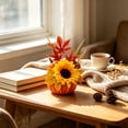 thumbnail image 5 of Racsoh Mini Artificial Pumpkin Tabletop Ornament, Faux Fall Floral Arrangement with Sunflower and Berry, for Thanksgiving Halloween Mantel Decor (A), 5 of 7