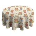 thumbnail image 4 of Beige Highland Cow Flower Cartoon Pattern Round Tablecloth 60"x60",Wrinkle Wipeable Table Cloth for Kitchen Dining Room Picnic Patio Party, 4 of 6