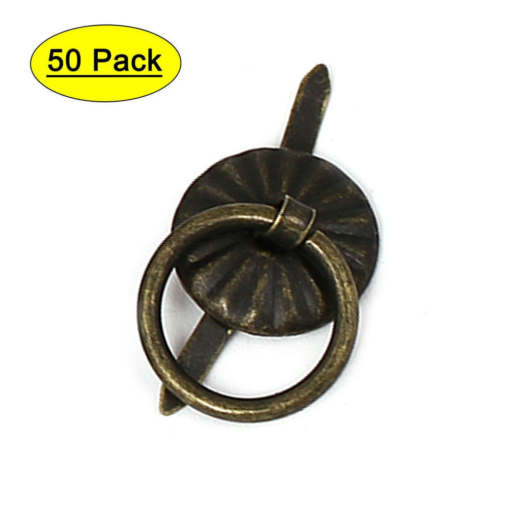 Jewelry Wooden Box Drawer Metal Pull Handles Ring Bronze Tone