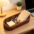 thumbnail image 4 of Silverware Organizer Basket, Rattan Dinnerware Storage Container for Fork, Knife, Plastic Woven Organizer Bin for Drawer, Kitchen Counter, Bathroom Vanity and Desktop Decoration, 9.84x3.54x1.97 inch, 4 of 5