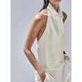 thumbnail image 2 of Women Y2k Satin Halter Tank Tops Cute High Mock Neck Backless Silk Cami Open Back Camisole Going Out Tops, 2 of 6