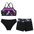 thumbnail image 3 of YONGHS Kids Girls Flower Printed Swim Trunks with Top Set Rashguard Swimsuit 3 Pieces Bathing Suit Black-B 10, 3 of 5