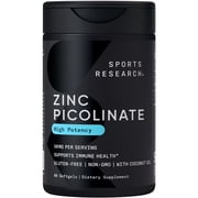 Sports Research® Zinc Picolinate 50mg w/Organic Coconut Oil, 60 Softgels