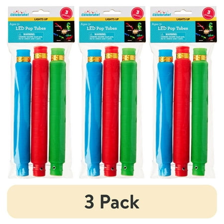 (3 pack) Multi-Color Light-up LED Pop Tube Party Favors 3 Count by Way to Celebrate (3 pack) Multi-Color Light-up LED Pop Tube Party Favors 3 Count by Way to Celebrate