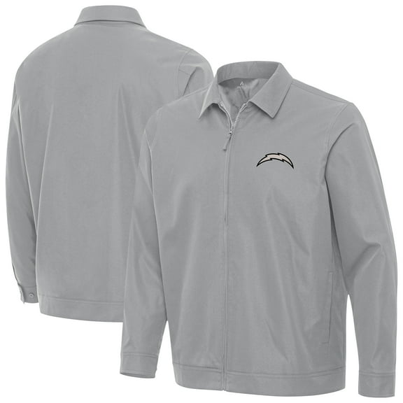 Men's Antigua Gray Los Angeles Chargers Pivot Full-Zip Jacket