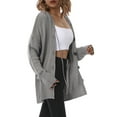 thumbnail image 4 of Qiylii Women’s Knitted Cardigan Solid Color Long Sleeve Hooded Long Sweater, 4 of 9