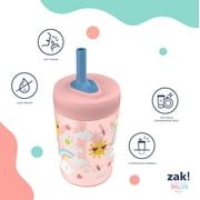 Zak Designs Capri Tumbler, Soft Straw Tumbler for Toddlers, 12oz, Leak-Proof, Easy to Hold, Sunshine and Rainbows