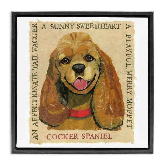 Stupell Industries Fun Cocker Spaniel Phrases Animals Painting Black Floater Framed Canvas Art Print Wall Art, 18 x 18