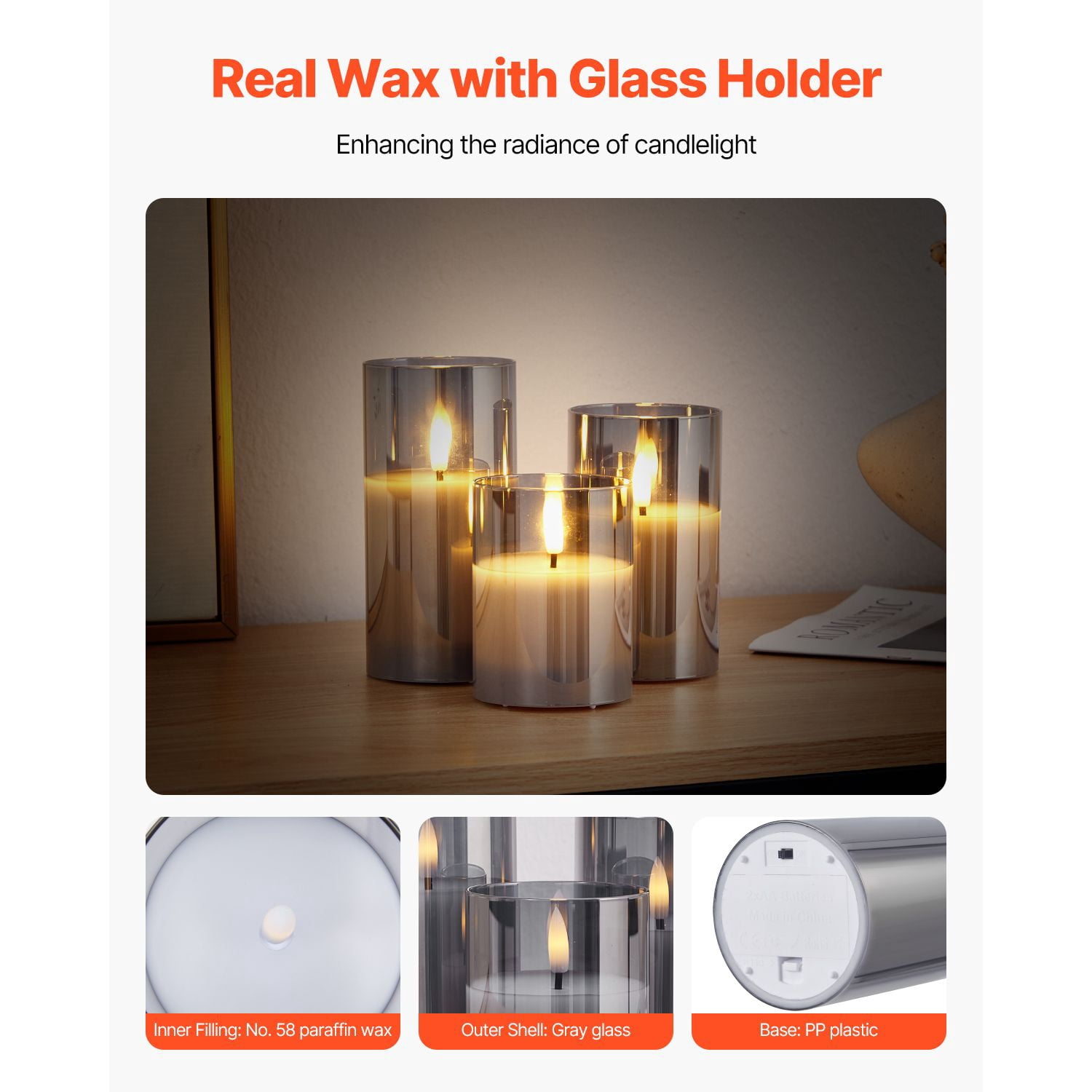 Flameless LED Candles with 10-Key Remote Timer, 2/4/6/8 Hour Timer Flickering Steady Modes, 500-Hour Battery Pillar Candles for Home Decor
