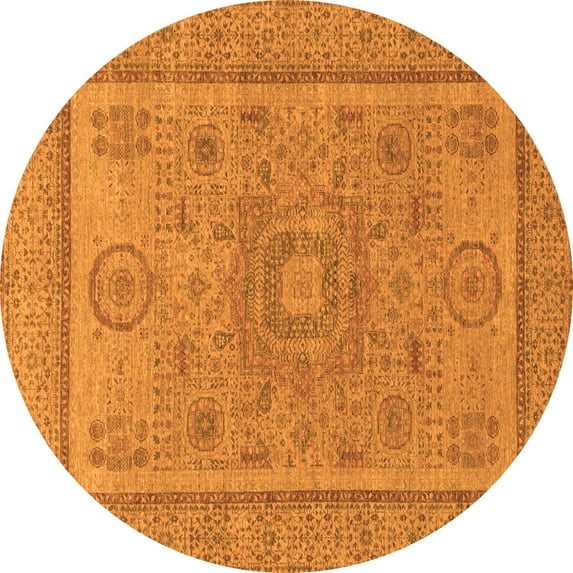 Ahgly Company Indoor Round Abstract Orange Modern Area Rugs, 3' Round