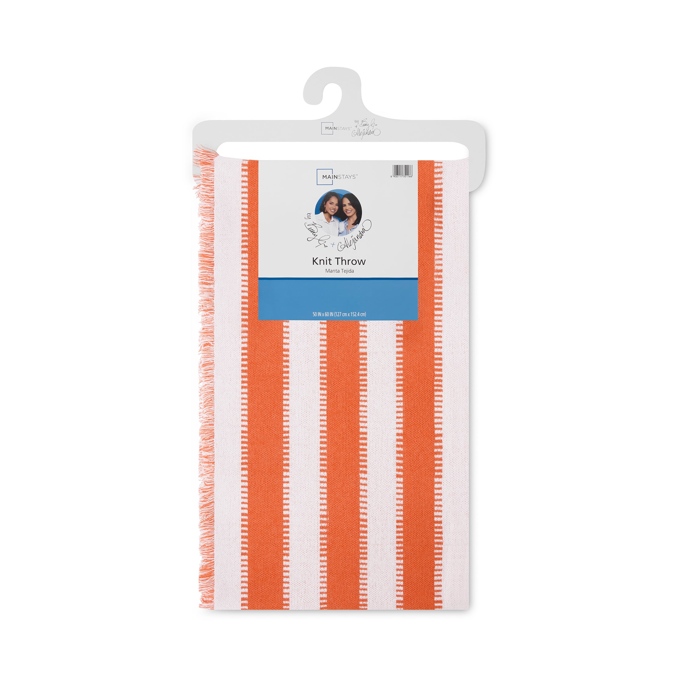 Mainstays by Becky G. & Alejandra Tapestry Knit Throw, Orange Stripe, 50" x 60"