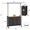 thumbnail image 2 of Laundry Hamper Sorter with Retractable Hanging Rod & Locking Wheels - Heavy Duty Laundry Room Organizer with Shelf，3 Hamper, 2 of 8