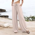 thumbnail image 2 of WULMLEO Wide Leg Pant for Women Casual Loung Palazzo Pants High Waist with Pockets Stretchy Business Casual Trousers for Work Beige 3XL, 2 of 6