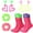 Pink, Green, Purple, Yellow, variant on sixwipe 6 Pack 80s Accessories for Women, Included Neon Slouch Socks, Heart Earrings, Scrunchies, Neon Accessories Outfit Costume for 80s 90s Retro Party and Halloween