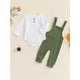 thumbnail image 2 of Suealasg 3Pcs Baby Boy Fall Outfits 3 6 Months Newborn Boy Long Sleeve Romper Overall Pants 12 18 Months Infant Boy Casual Autumn Clothes, 2 of 7