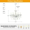 thumbnail image 4 of AOLALA 6 Lights K9 Crystal Chandelier Hanging Pendant Light Fixture, Modern Chrome Chandeliers for Dining Rooms ﻿Bedroom Kitchen Island Farmhouse, 4 of 8