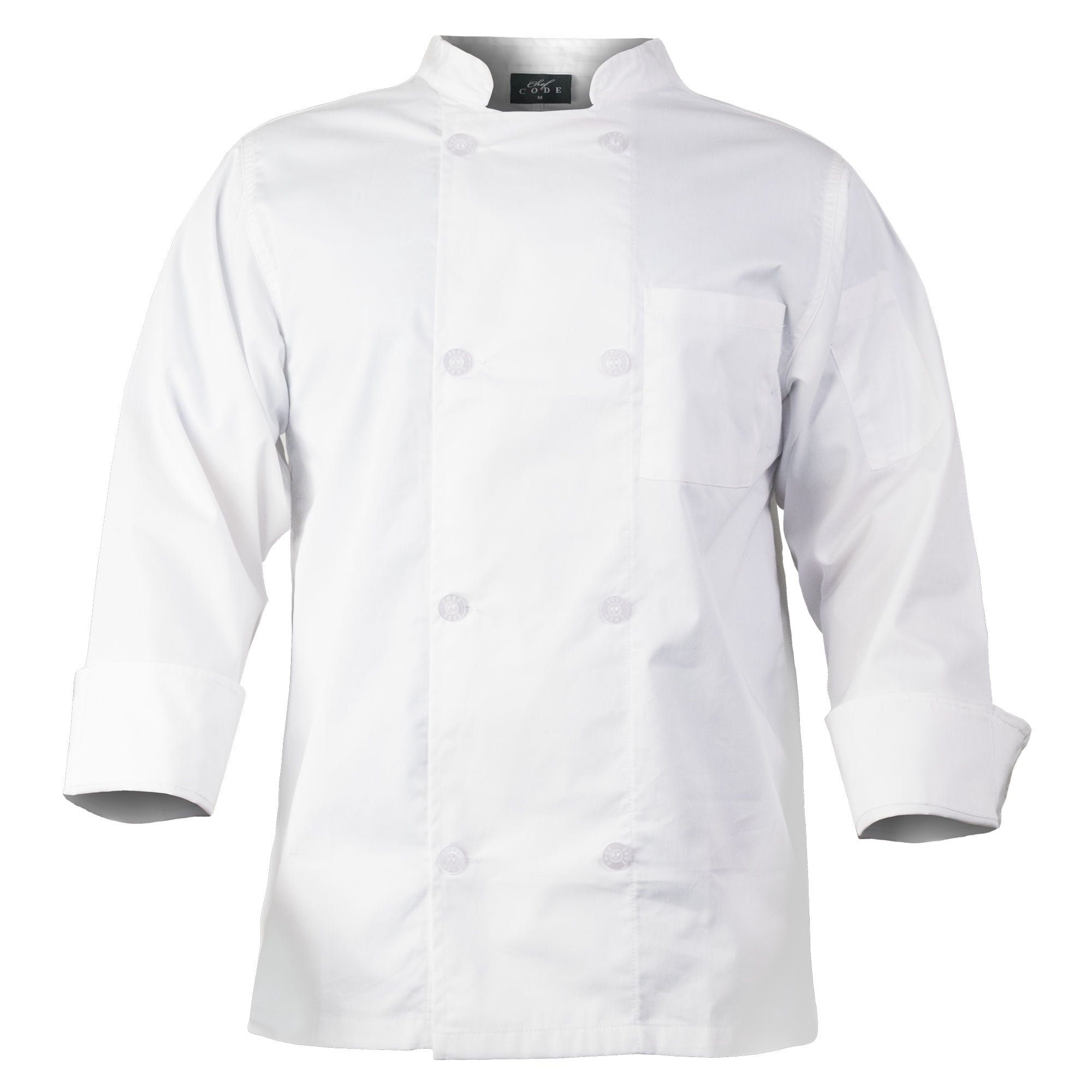 CHEF CODE Chef Coat with 8 Pearl Buttons, Double Breasted Front CC118 by