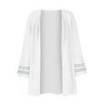 thumbnail image 4 of fartey Womens Button Down Cardigan Coat Dressy 3/4 Sleeve Solid Color Kimono Tops Slim Fit Casual Beach Vacation Cover Ups Tshirts, 4 of 5