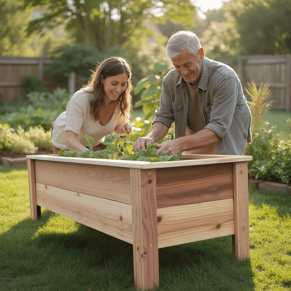 Cedar Raised Garden Bed Planter Box – Heavy Duty Outdoor Wooden Gardening Boxes for Vegetables, Flowers & Herbs, Handmade in USA (24"Lx15.5Wx16.5H)