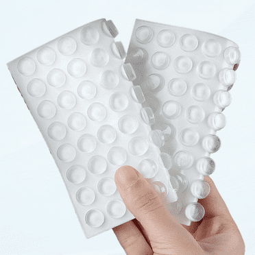 Door Bumpers Clear, Sheets of 128 - 3/16in Thick, 1/2in Diameter Door Bumper Dots, Small Soft Adhesive Pads for Cabinet, Corner, Door Stopper Wall Protector, Round Thin Sound Dampening